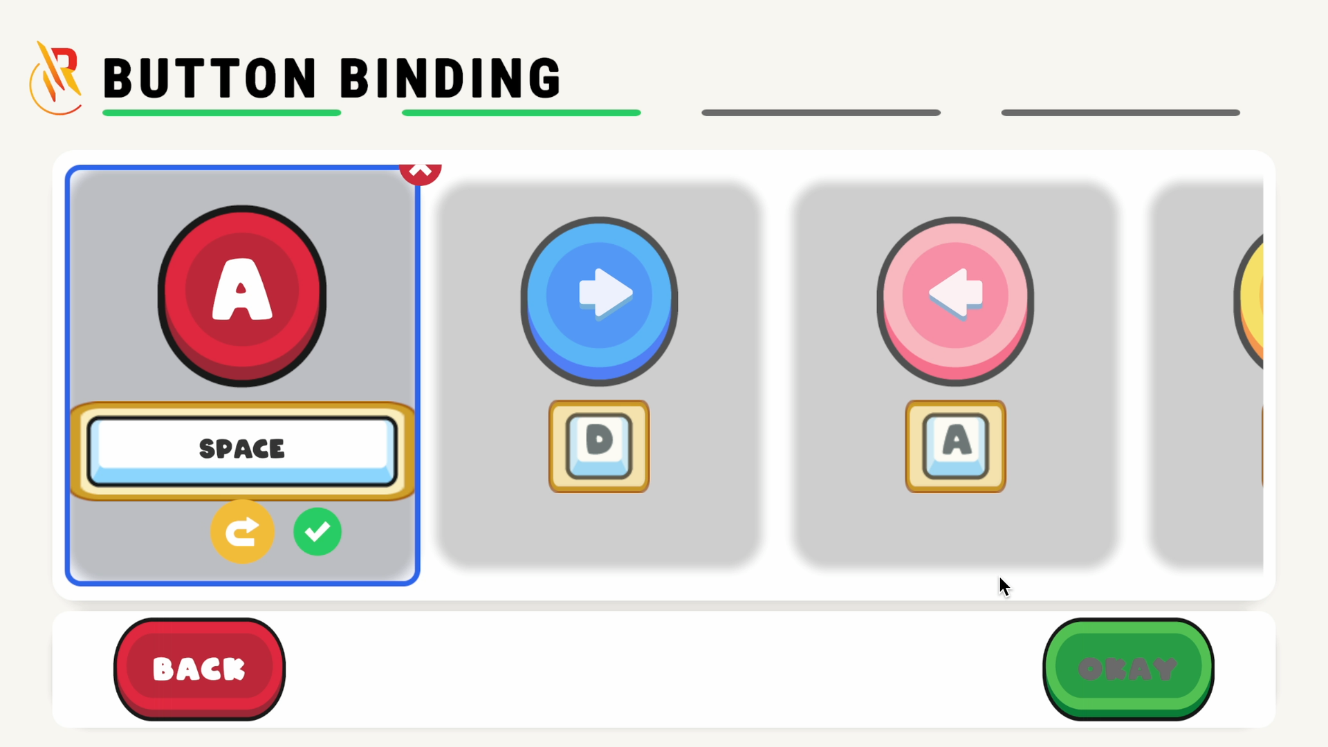 Reach switch-binding screen for assigning controls.